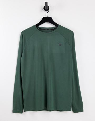 Threadbare Active Long Sleeve Training Top In Khaki-green