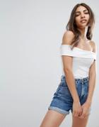Asos Fitted Off Shoulder Top - White