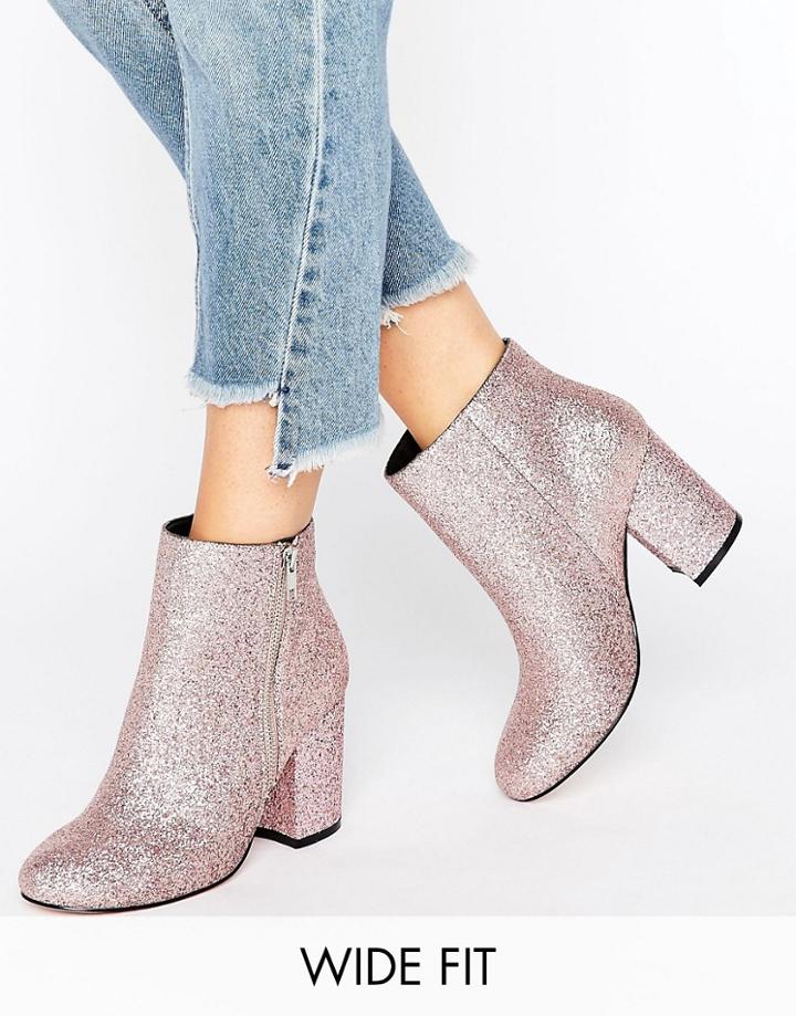 Asos Regan Wide Fit Kitten Heel Ankle Boots - Multi