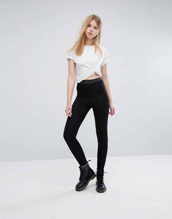 Asos Legging With Ruffle Waistband - Black