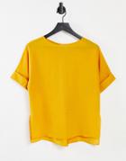 Asos Design Oversized Woven Tee With Roll Sleeve In Amber-yellow