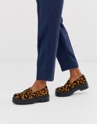 Qupid Chunky Loafers In Leopard-multi