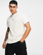 Asos Design T-shirt In Beige With Cream Contrast Raglan Sleeves-neutral