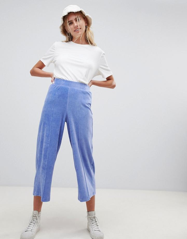 Asos Design Culottes In Jersey Cord - Blue