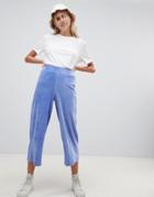 Asos Design Culottes In Jersey Cord - Blue