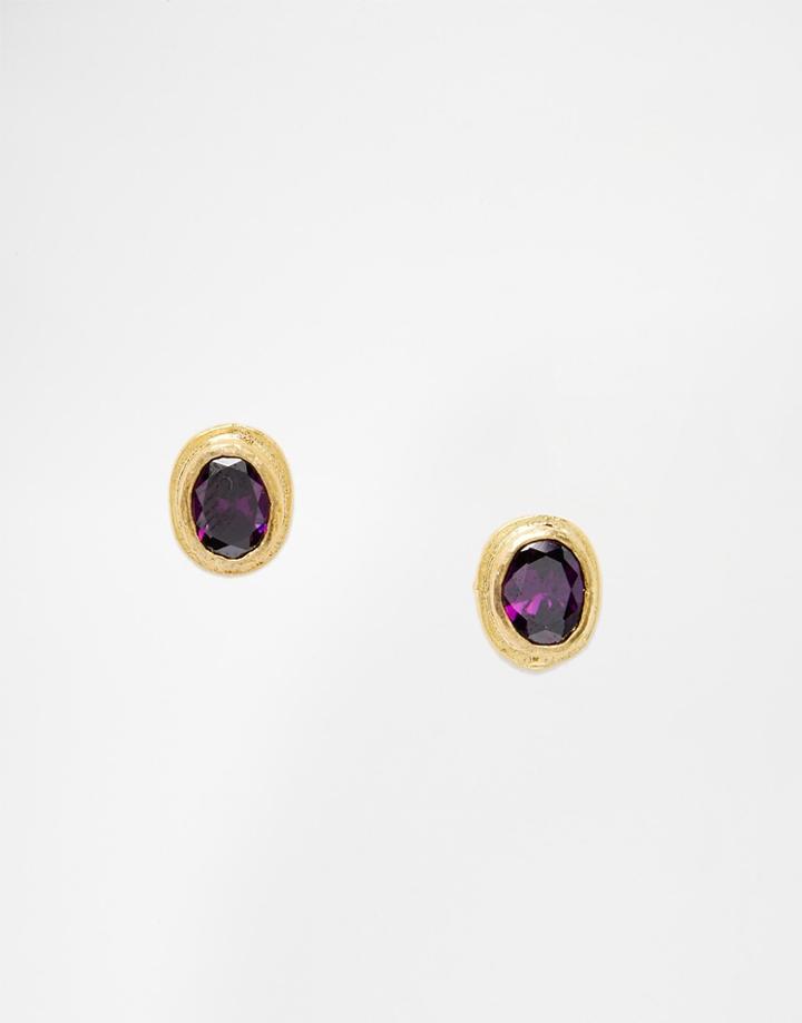 Ottoman Hands Semi Precious Stone Studs - Gold