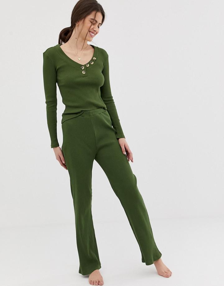 Asos Design Mix & Match Ribbed Pants-green