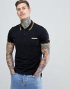 Lambretta Tipped Polo Shirt - Black