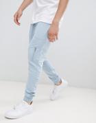 Asos Design Skinny Joggers With Ma1 Pocket In Light Blue - Blue