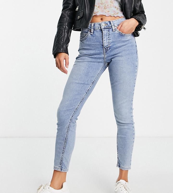Topshop Petite Organic Cotton Blend Jamie Jeans In Bleach-blues