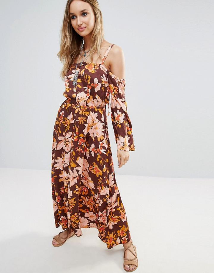 Somedays Lovin Floral Cold Shoulder Festival Maxi Dress - Multi