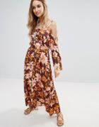 Somedays Lovin Floral Cold Shoulder Festival Maxi Dress - Multi