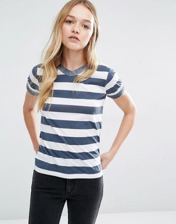 Rolla's Stripe T-shirt With Contrast Collar - Multi
