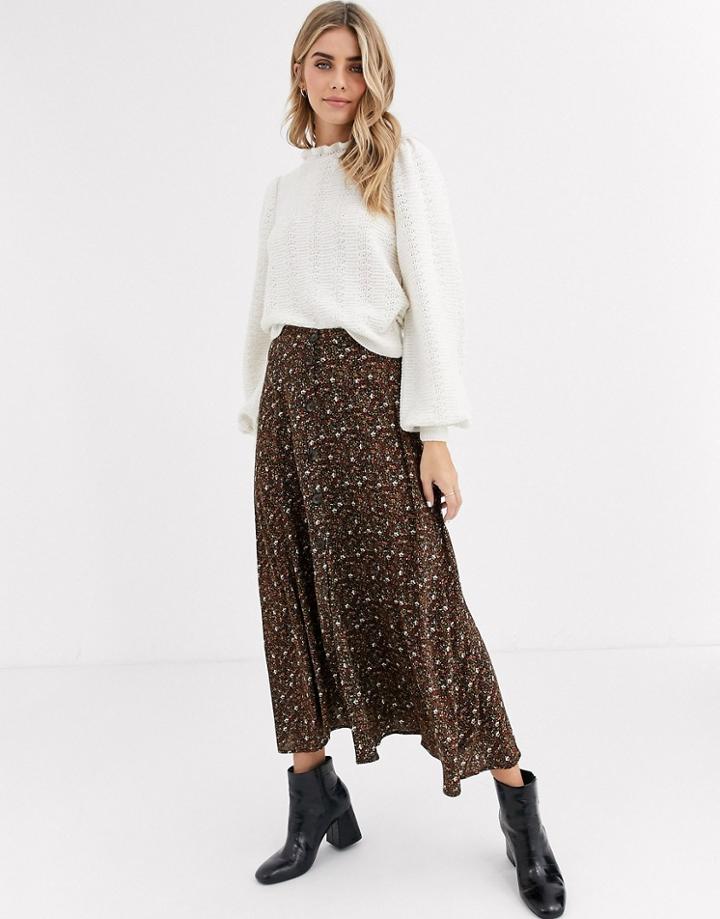 Miss Selfridge Sweater With Frill Neck In Cream
