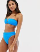Seafolly Electric Blue High Rise Bikini Bottom In Blue - Blue