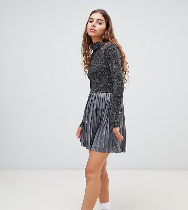 Weekday Silver Pleated Mini Skirt