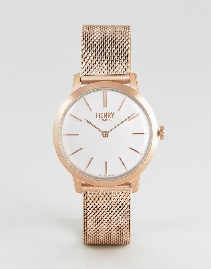 Henry London Mesh Watch In Rose Gold 34mm - Gold