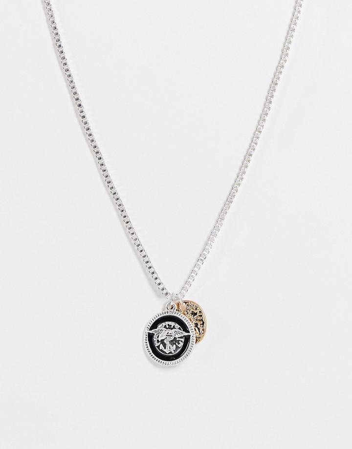 Icon Brand Double Coin Pendant In Silver