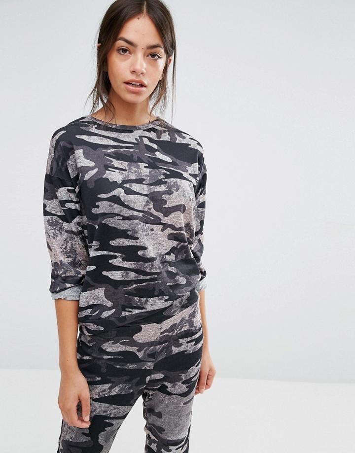 New Look Camo Pyjama Sweat Top - Multi