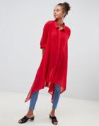Qed London Shirt With Hanky Hem - Red