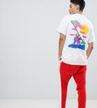 Crooked Tongues Oversized T-shirt In White With Flag Print - White