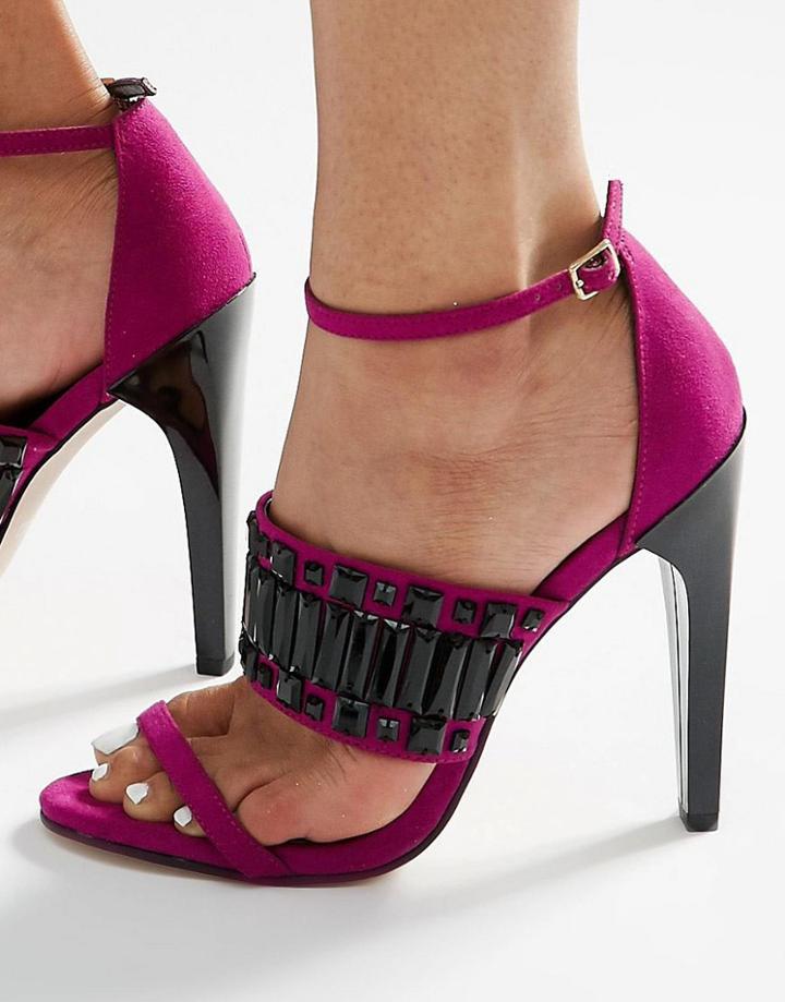 Little Mistress Jewelled Heeled Sandals - Pink