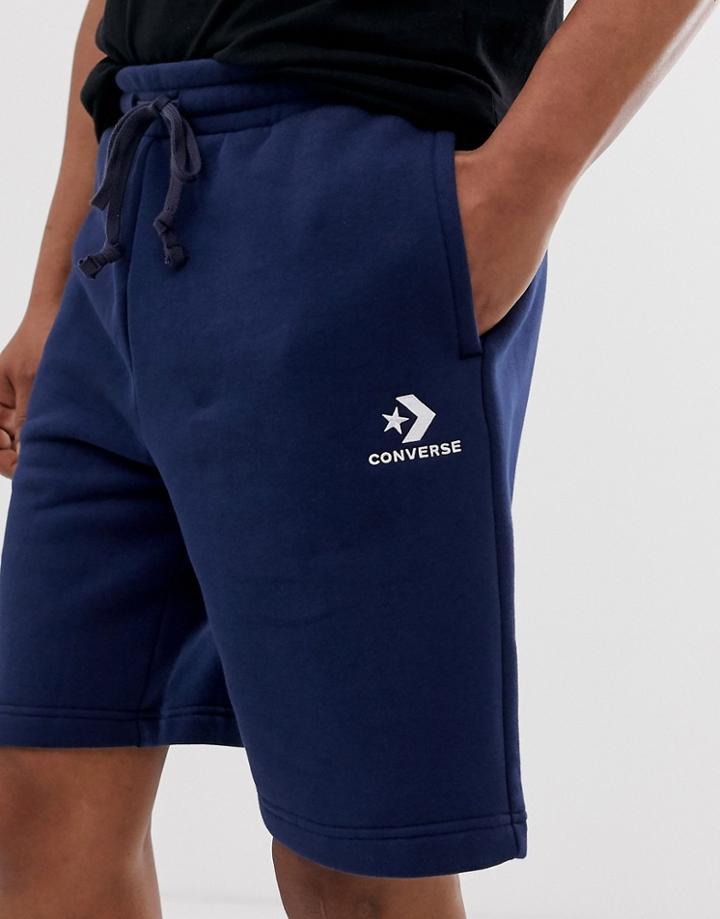 Converse Small Logo Jersey Shorts In Navy