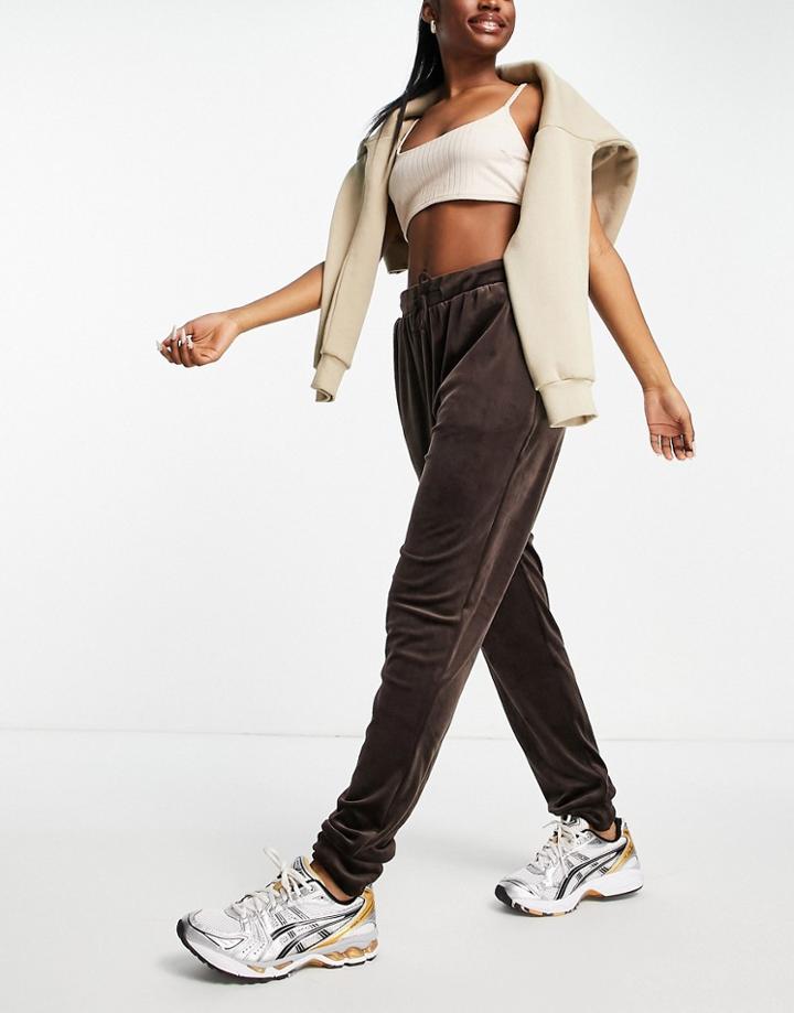 Hoxton Haus Velour Sweatpants In Chocolate Brown - Part Of A Set