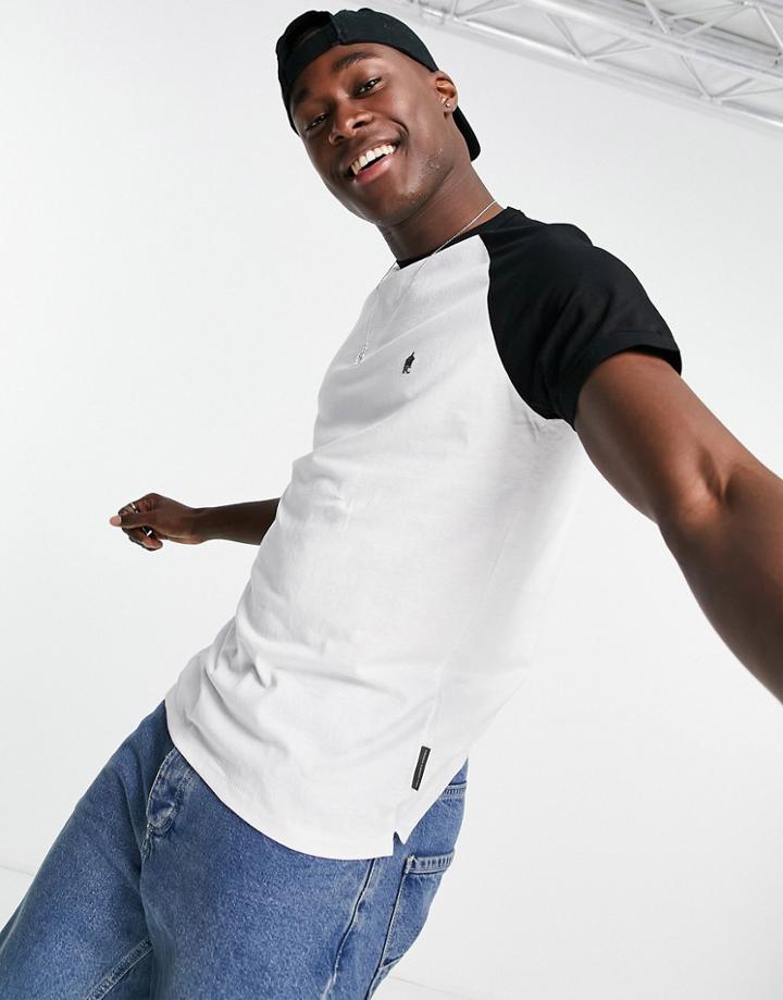 French Connection Raglan T-shirt In White & Black