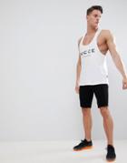 Nicce London Racer Back Tank In White With Large Logo - White