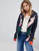 Ted Baker Zip Up Jacket In Hampton Court Color Block - Black