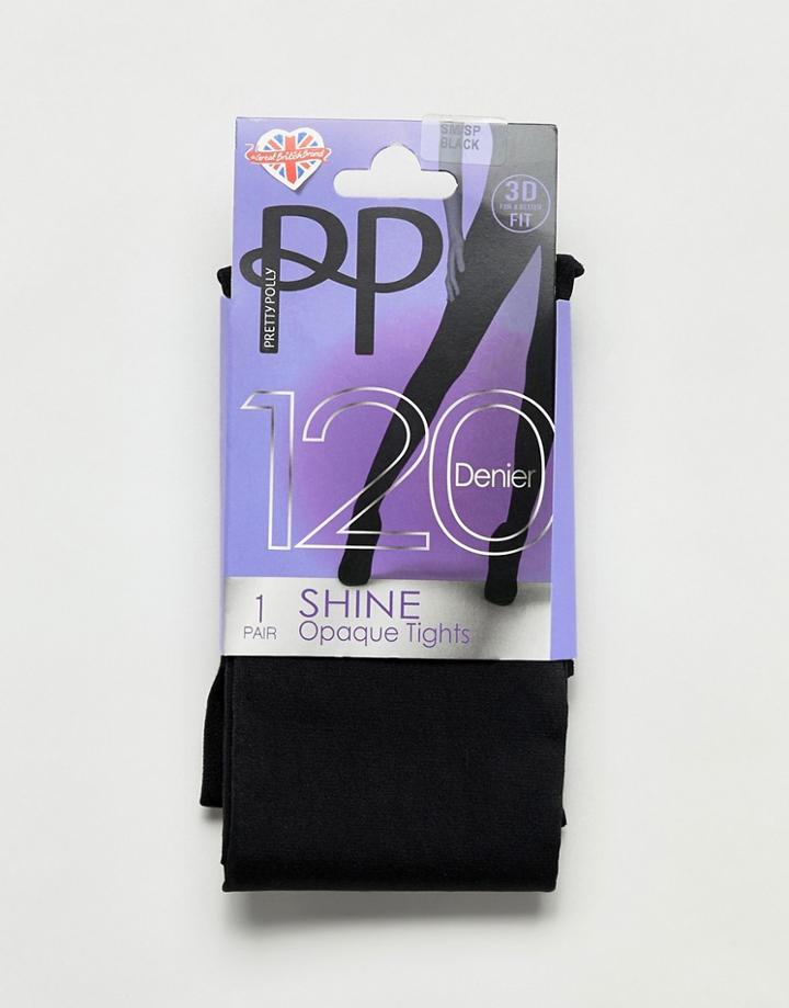 Pretty Polly 120 Denier Shine Tights In Black - Black