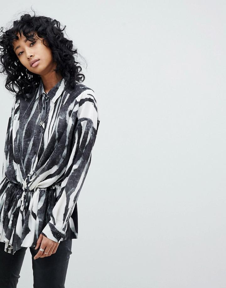 Religion Oversize Shirt In Zebra Print - White