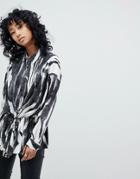 Religion Oversize Shirt In Zebra Print - White