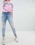 Tommy Jeans Izzy High Rise Slim Jean With Exaggerated Rips - Blue