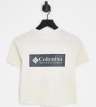 Columbia Csc River Back Print Cropped T-shirt In Cream Exclusive To Asos-white