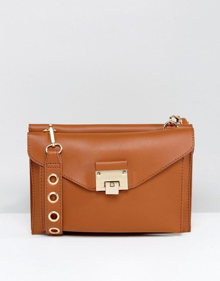 Yoki Boxy Structured Crossbody Bag - Tan