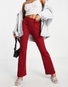 Asos Design Knit Ribbed Flare Pants In Dark Red - Part Of A Set