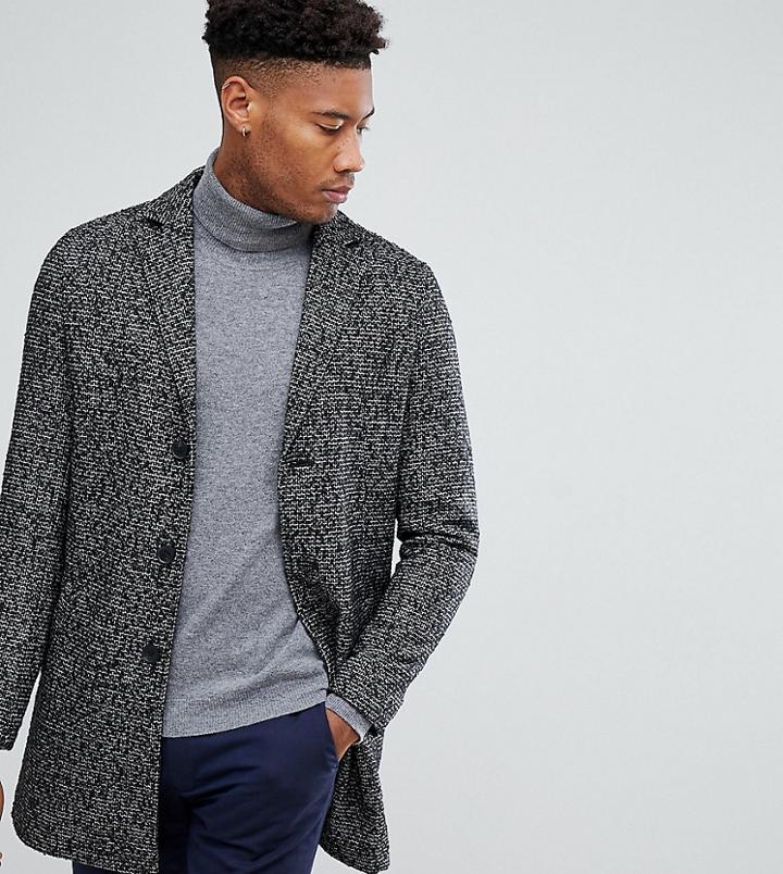 Stanley Adams Tall Textured Twist Overcoat - Black
