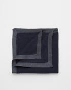Asos Knitted Pocket Square In Navy With Charcoal Border - Navy
