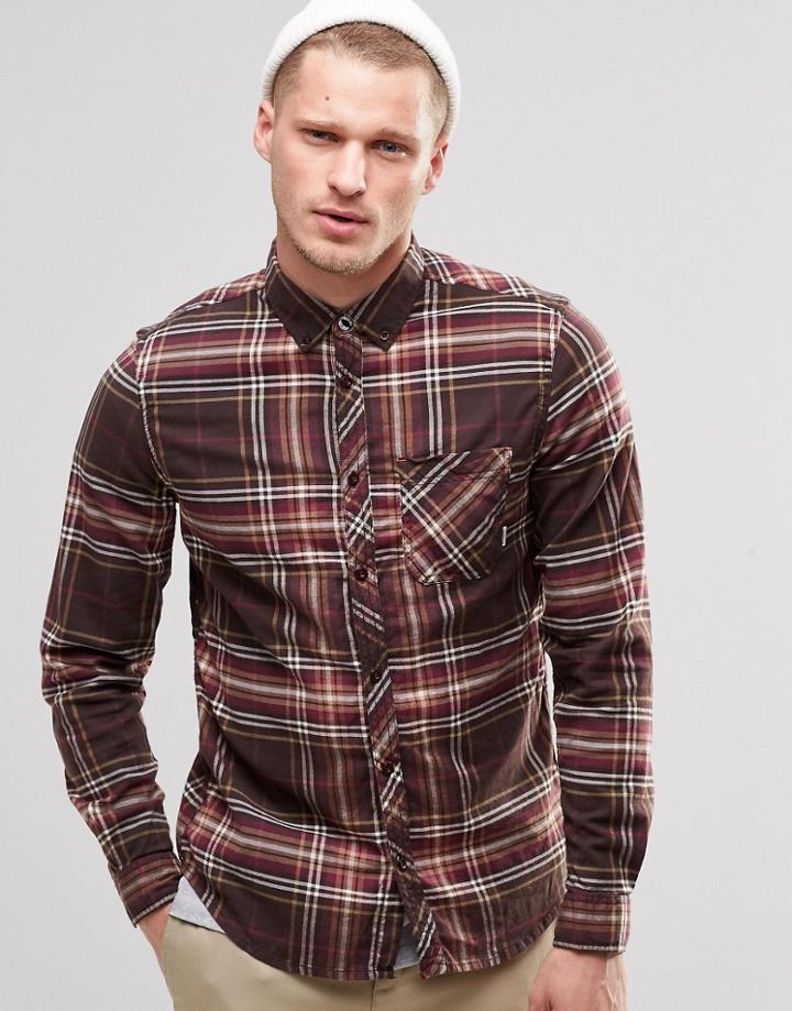 Element Buffalo Plaid Flannel Shirt Brown Bear Buttondown - Brown