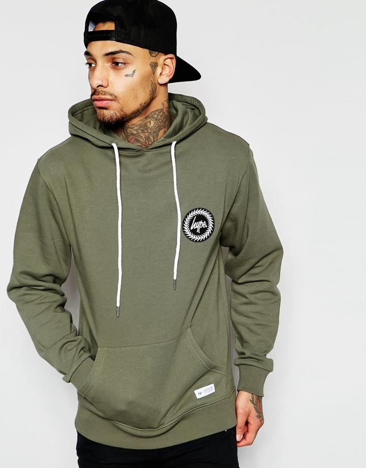 Hype Hoodie With Crest Logo - Khaki