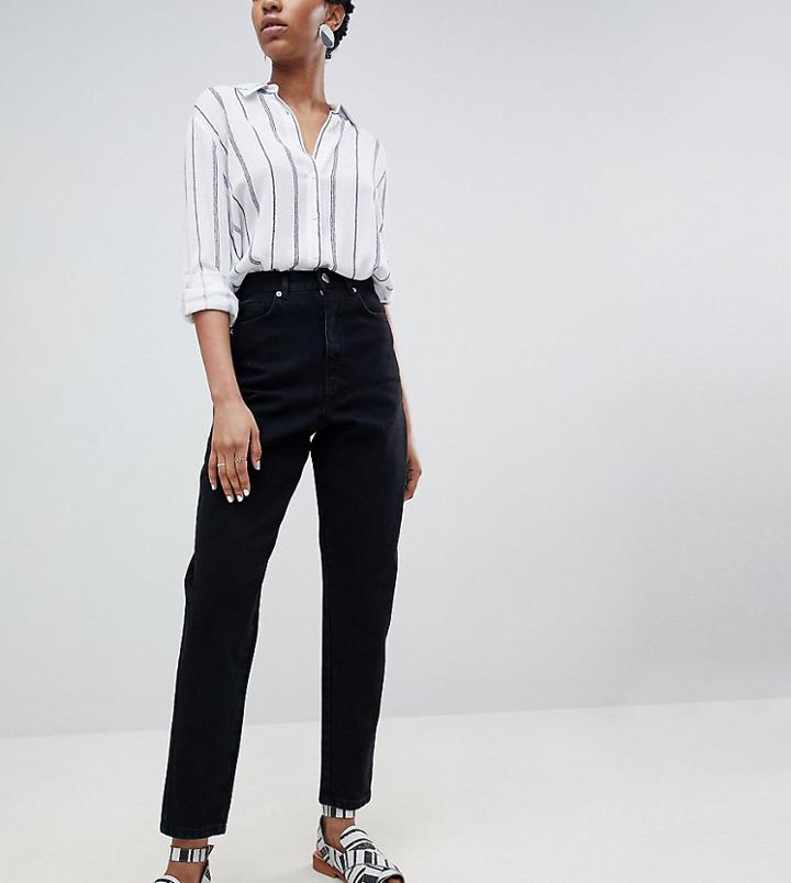 Asos Design Tall Balloon Boyfriend Jeans In Clean Black