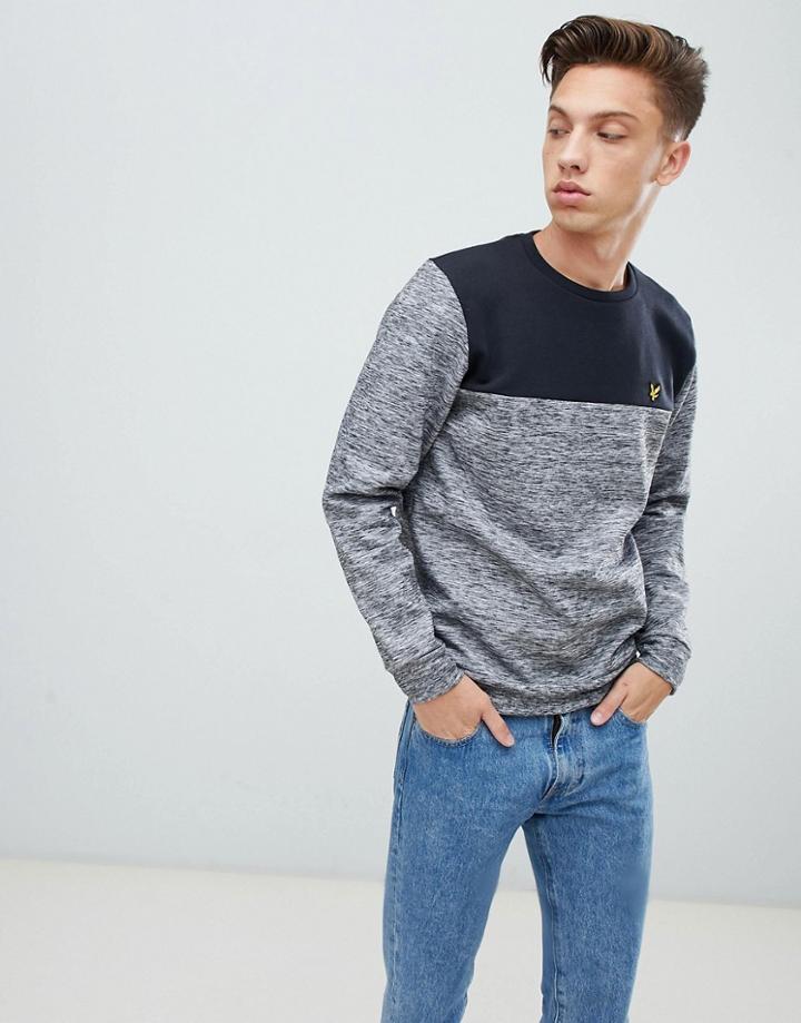 Lyle & Scott Logo Crew Neck Color Block Sweat In Gray - Gray