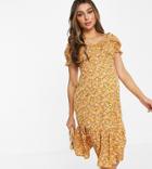 Influence Maternity Midi Dress In Yellow Floral Print