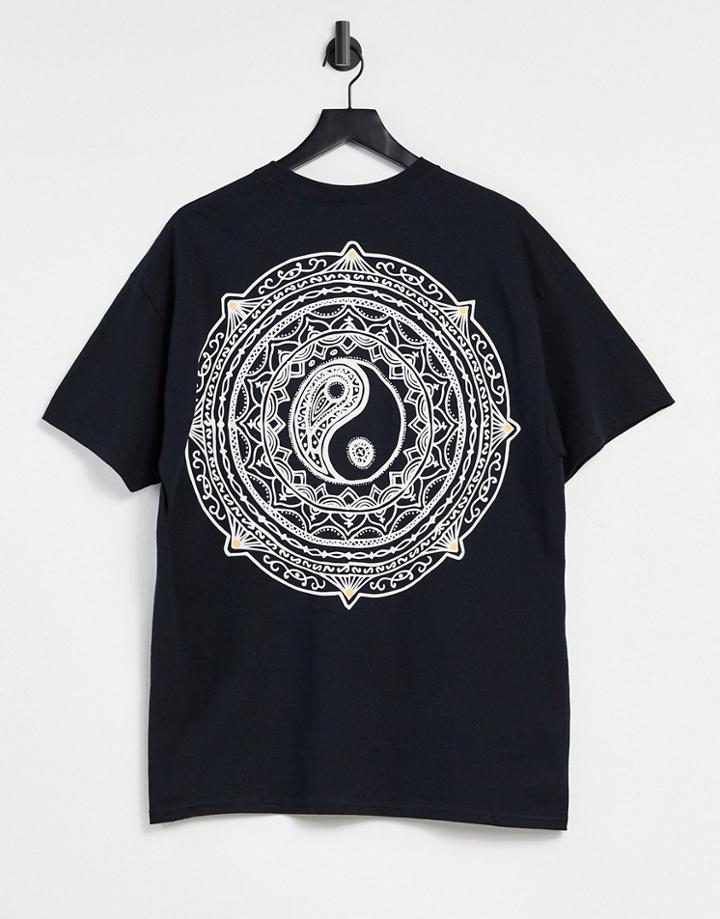 Hnr Ldn Ying And Yang Backprint Oversized T-shirt-black