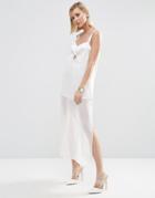 Asos Cami Strap Midi Dress With Bodysuit - White