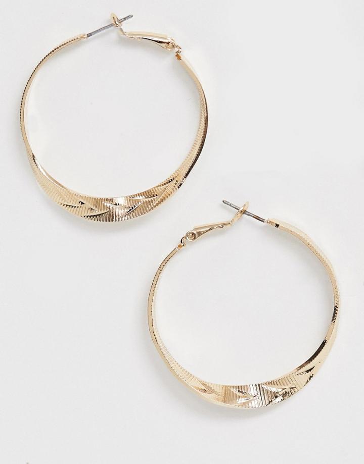 Asos Design Hoop Earrings In Twist Design In Gold - Gold