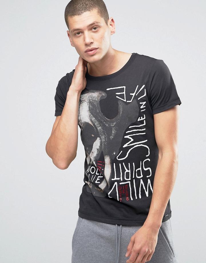 Diesel T-diego-dc-d Skull T-shirt Foil Logo - Black