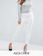 Asos Curve Ridley High Waist Skinny Jeans In Optic White - White
